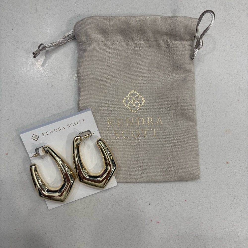 Kendra Scott Polished Gold Sculptural Hoop Earrings
